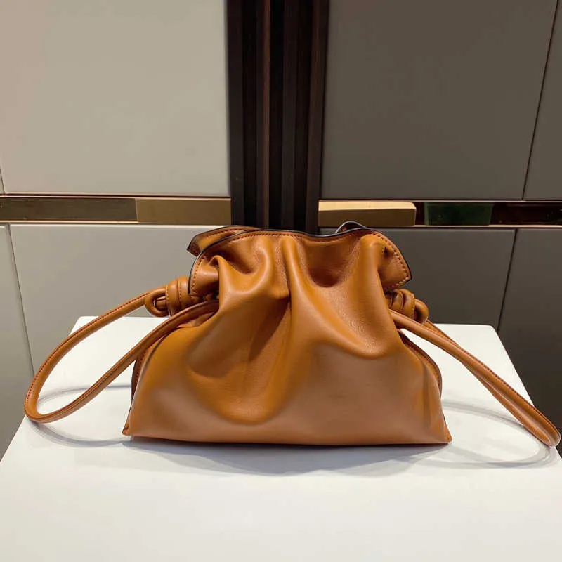 Shoulder bag designer bag Flamenco Women handbag crossbody bags Cow Leather Cloud Bags Luxury Lucky Bag Mini Cowhide pull rope fold bucket shoulder bags underarm bag