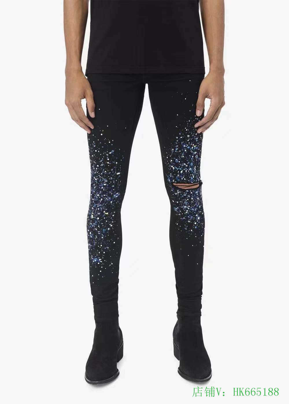 Designer Clothing Luxury Casual Fashion Denim Pants Amiiri High Street Single Knee Perforated Slim Fit Speckled Ink Stretch Casual Feet Slim Fashion Men's Jeans, Black
Designer Clothing Luxury Casual Fashion Denim Pants Amiiri High Street Single Knee Perforated Slim Fit Speckled Ink Stretch Casual Feet Slim Fashion Men's Jeans, Black
