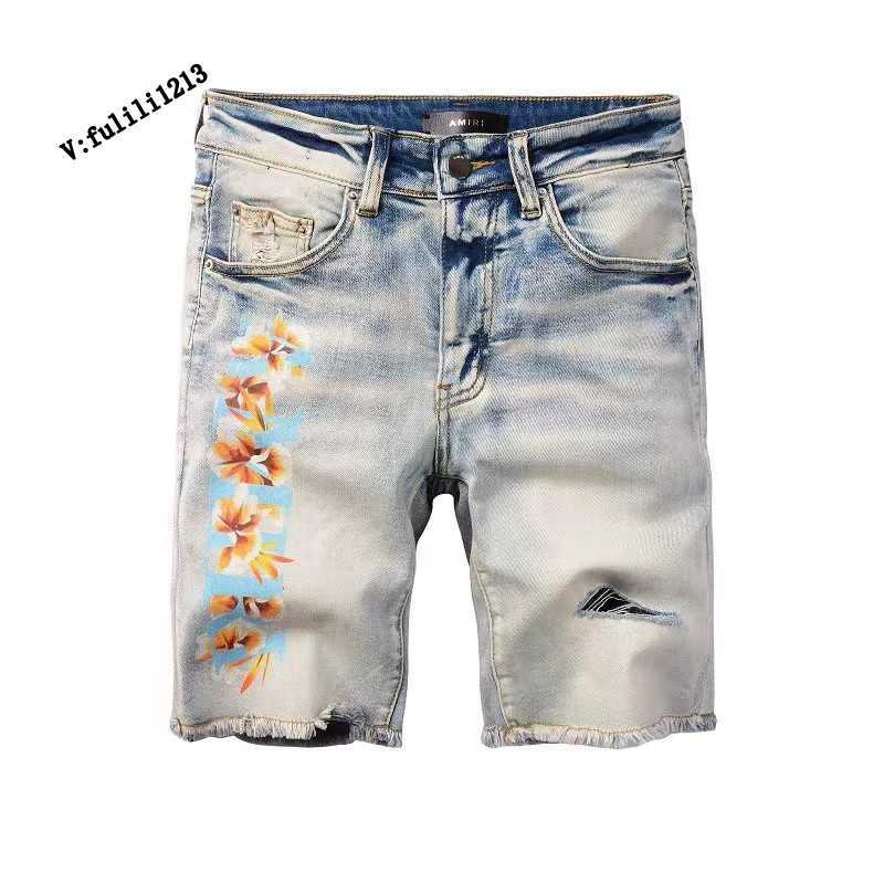 Designer Clothing Luxury Casual Fashion Denim Pants Amiiri New Letter Flower Print High Street Ragged Shorts Slp Perforated Old Jeans Men's Trendy Brand, Black
Designer Clothing Luxury Casual Fashion Denim Pants Amiiri New Letter Flower Print High Street Ragged Shorts Slp Perforated Old Jeans Men's Trendy Brand, Black