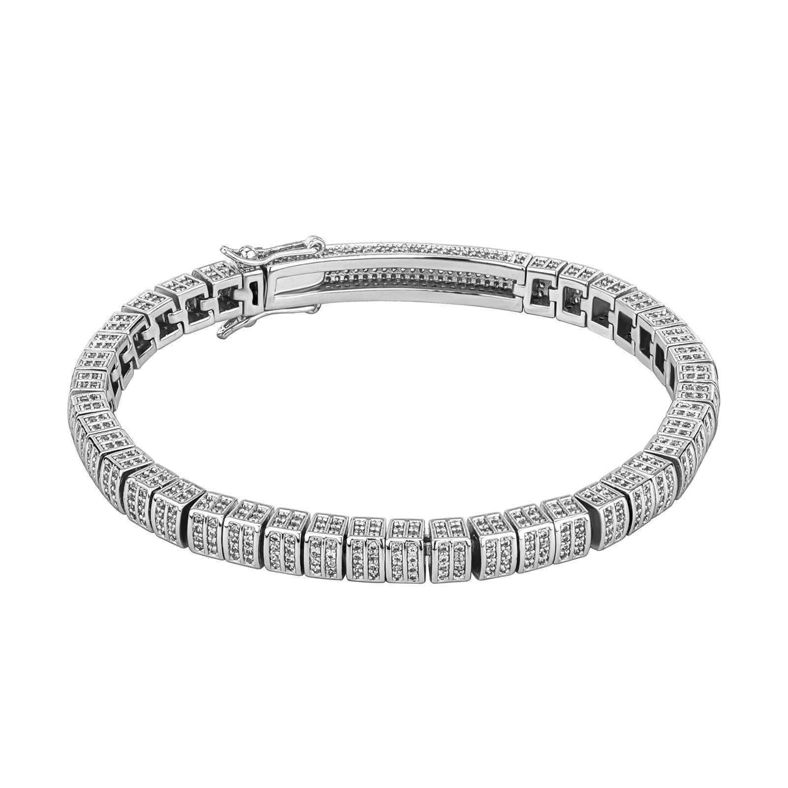 6mm Long Buckle Head Mens Tennis Bangle Bracelet Densely Inlaid Zircon Hip-hop Iced Out Wriband Bracelets Wrist Jewelry Gifts For Mey Guys Miami Rappe