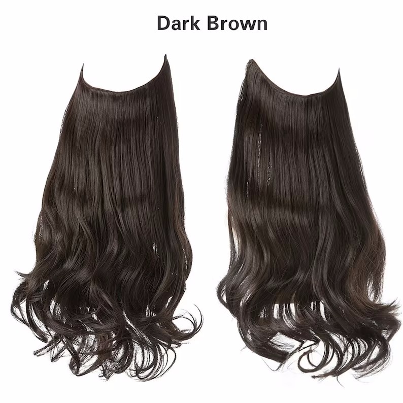 No Clip Wavy Hair Extension Hairpiece , Artificial Fake Hairstyles