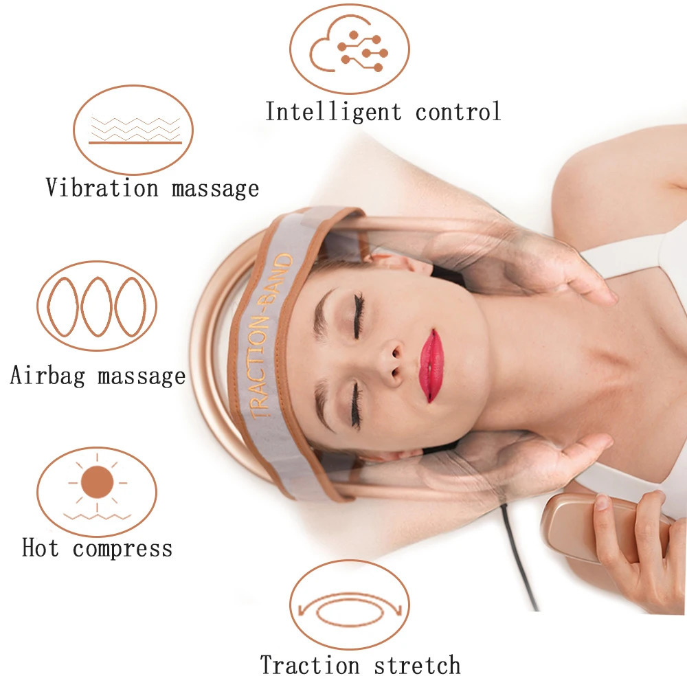 Face Care Devices Electric Neck Massager Infrared Heating Airbag Traction Vibration Shoulder Cervical Spine Support Pain Relief 231123