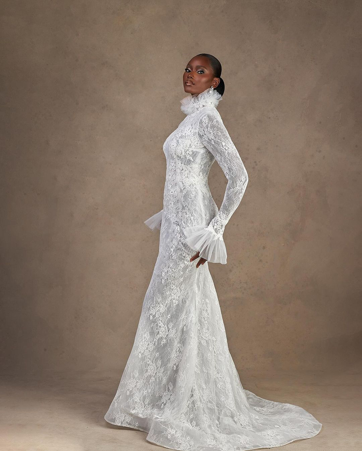 Muslim Mermaid Wedding Dresses Lace High Neck Long Sleeve Bridal Gowns Vestido Novia Appliques Bride Dress