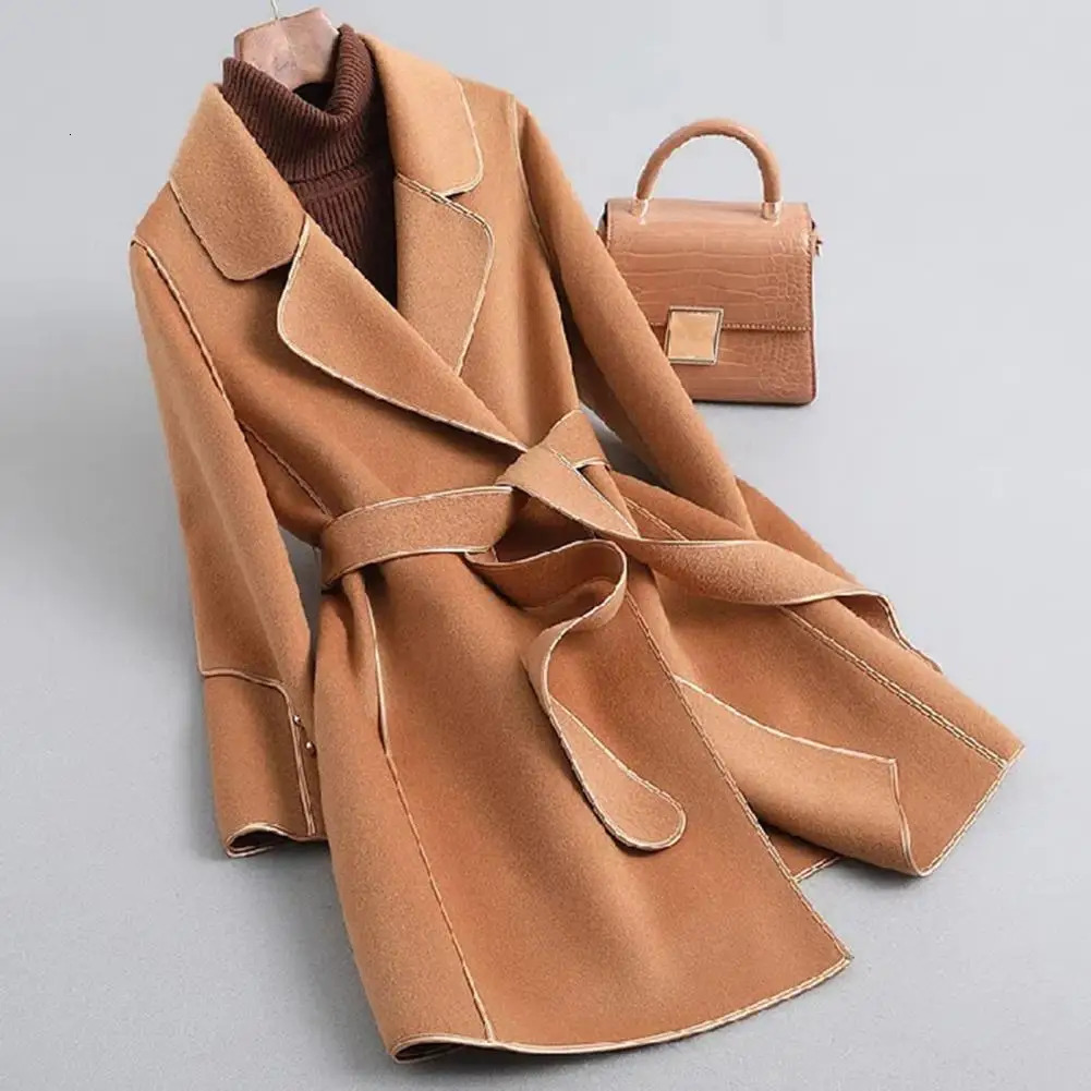 Women's Wool Blends Korean Hepburn Coat Women Woolen Coat Double-sided Woolen Jacket Cashmere Woolen Jacket Trench Coat Autumn Winter Female Outw