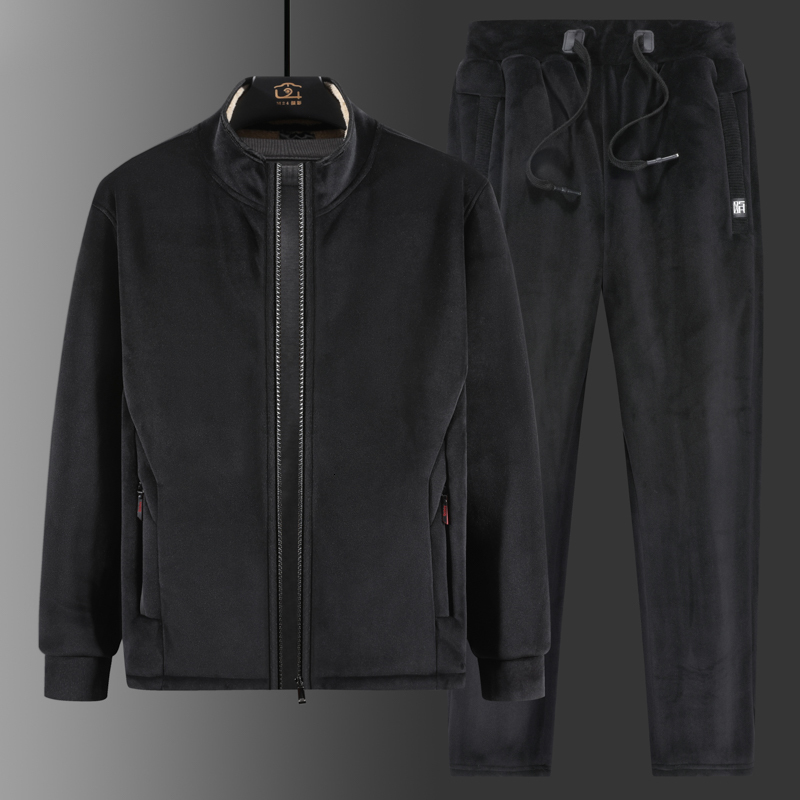Men's Tracksuits Men Fleece Suit Two-Piece Plus Velvet Winter Thick Warm Suit Male Lamb Velvet Suit Casual Tracksuit plus Size 8XL 7XL 6XL 230424