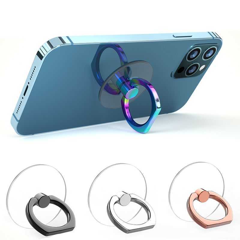 Colorful Transparent Cell Phone Ring Holder Universal Grip 360 Degree Rotatable Car Mobile Phone Back Sticker Pad Bracket