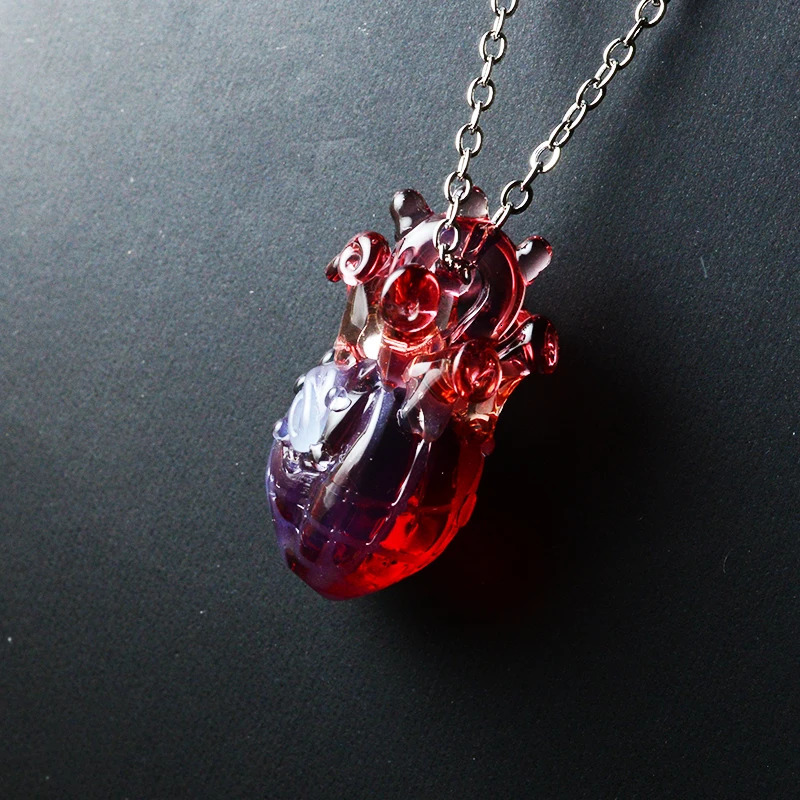Chokers BOEYCJR Heart of Ice Necklace Glass Bead Handmade Fashion Jewelry Silver Color Chain Heart Shape Necklace for Womem or Men 231124