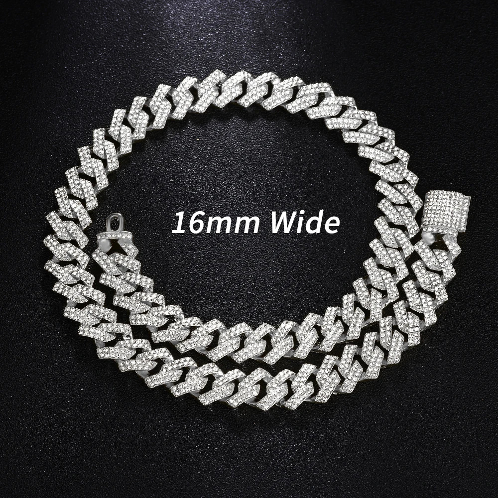 Chokers Gold Color Watch Hip Hop Miami Curb Cuban Chain Iced Out Paved Rhinestones Bling Rapper NecklaceWatchBracelet Jewelry For Men 231124