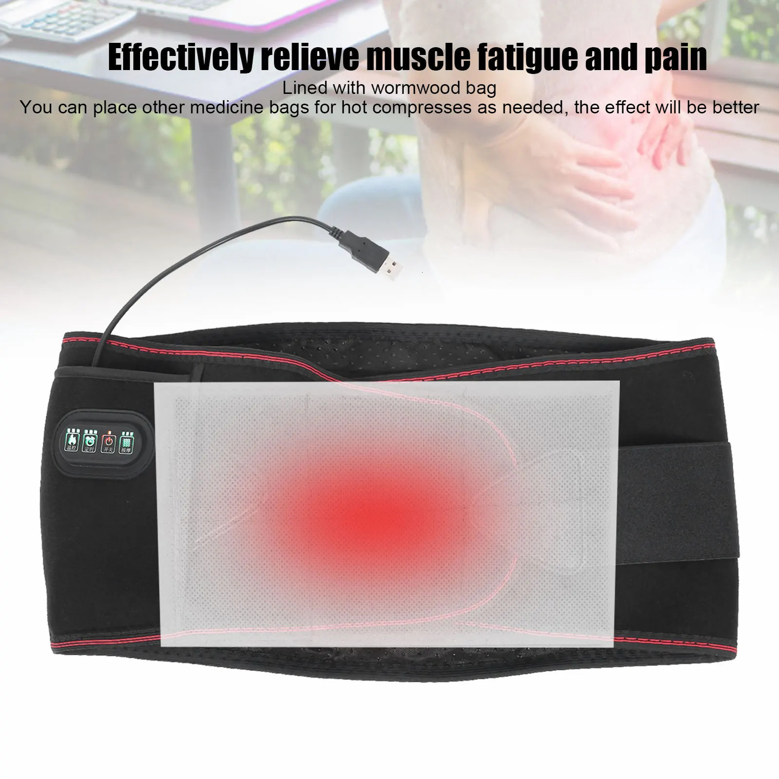 Slimming Belt 7 Levels Of fever Vibration Compress Warm Waist Electric Heating Massage Belt Pain Relief Adjustable Warm Waistband 231123
