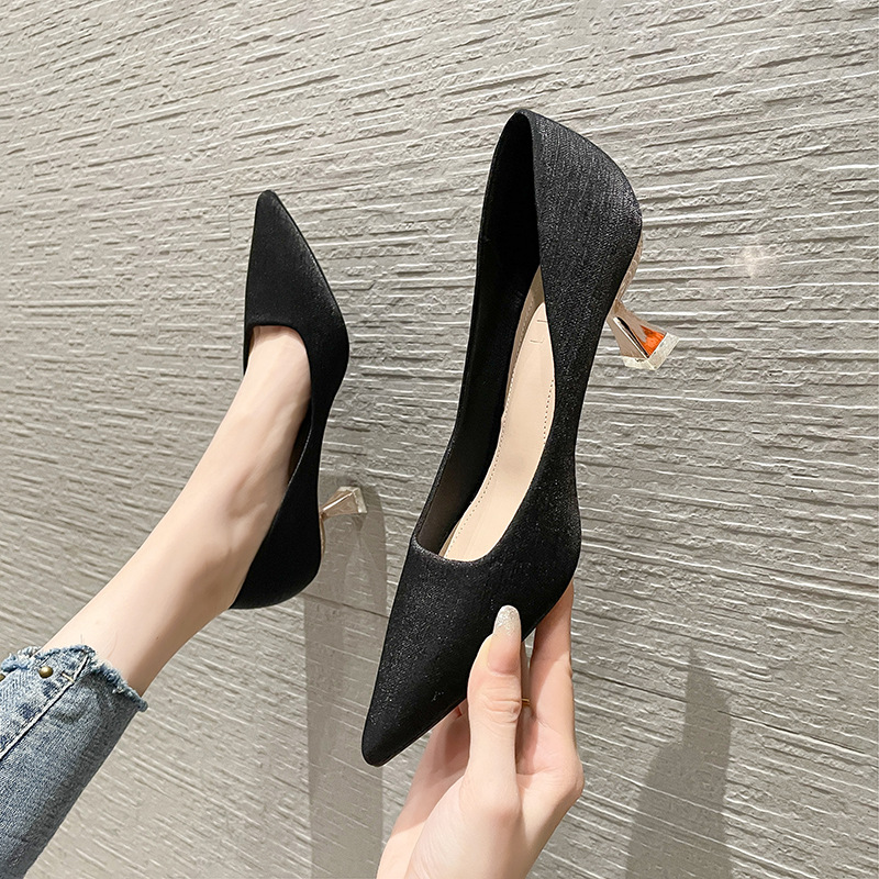 Women Dress Shoes Gradation Pumps Pointed Toe Silver Wedding Woman Glasses Heels Boat Bridal zapatos mujer