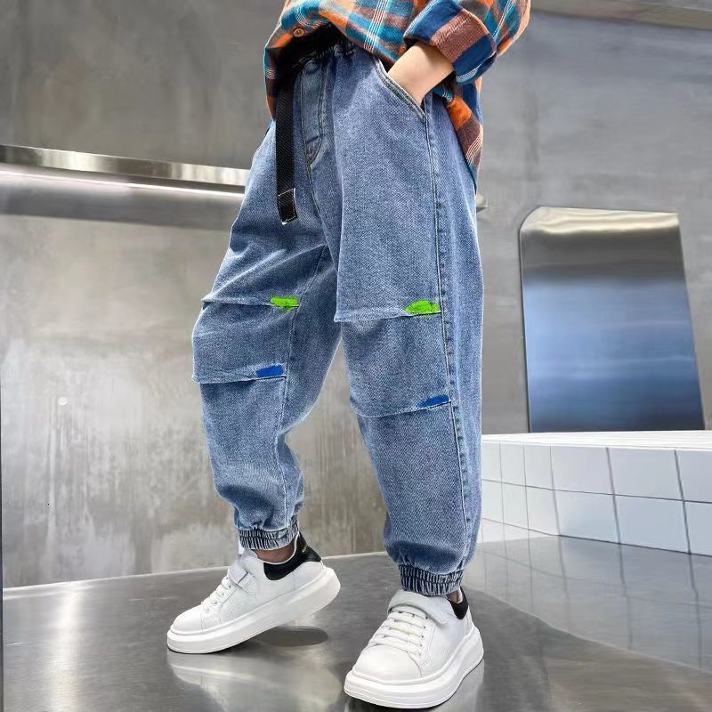 Jeans Kids Boys Skinny Jeans Denim Trousers 4-12 Years Young Boy Slim Cowboy Trousers Spring Autumn Children Casual Pants 230424