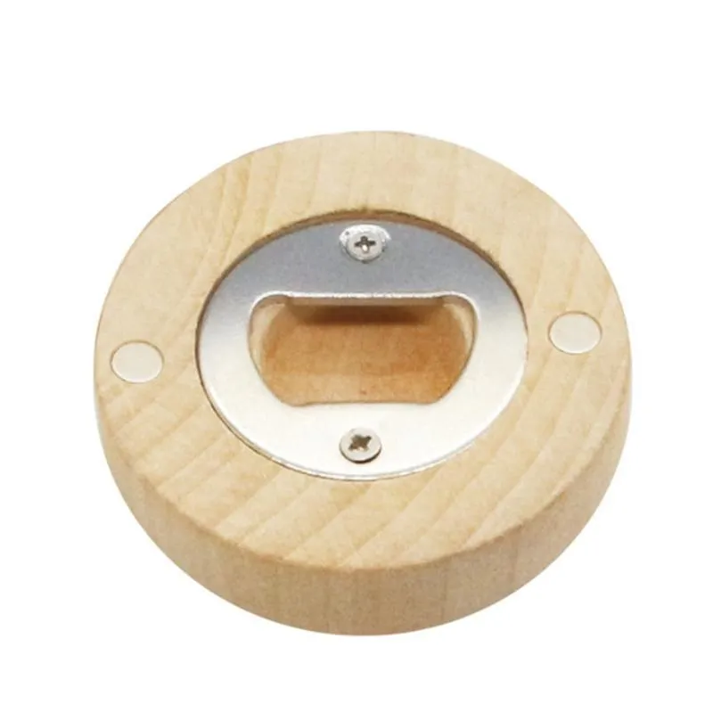 Can customize Engraving Blank DIY Wood Round Bottle Opener Coaster Fridge refrigerator Magnet Decoration FY3882 0424