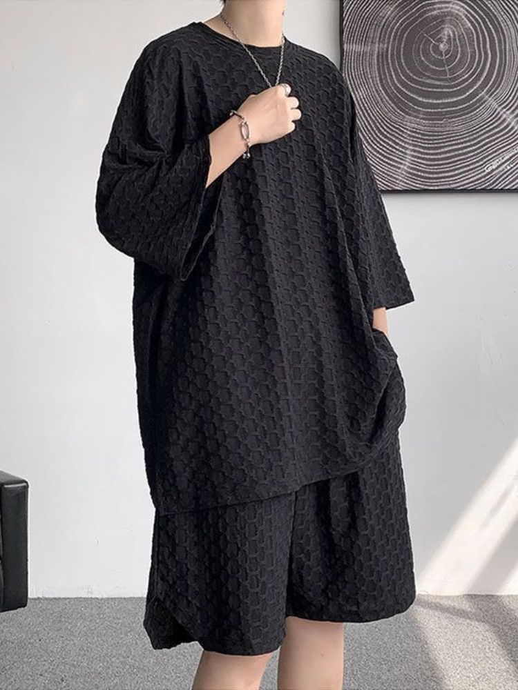 Men's Tracksuits Gmiixder Men Ice Silk Sports Suit Men's Summer Casual Hip Hop Short-sleeved T-shirt Solid Shorts Unisex Urban Style Tracksu