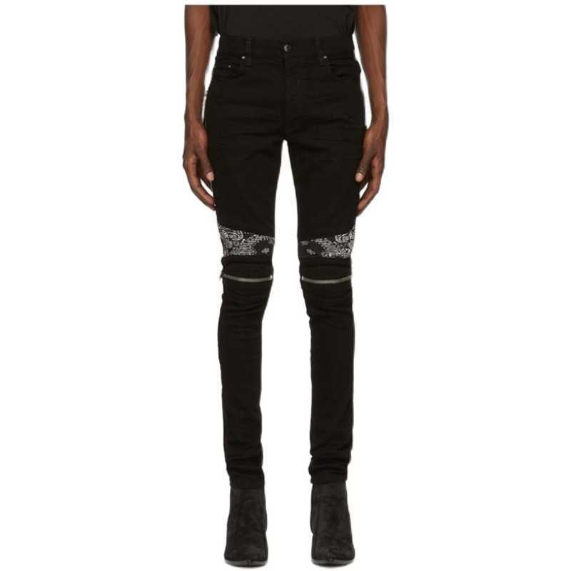 Designer Clothing Luxury Casual Fashion Denim Pants Amiiri High Street 20fw Knee Perforated Zipper Leather Mx2 Fit Mens Jeans Fashion Distressed Ripped Skinny Moto, Black brown stitching
Designer Clothing Luxury Casual Fashion Denim Pants Amiiri High Street 20fw Knee Perforated Zipper Leather Mx2 Fit Mens Jeans Fashion Distressed Ripped Skinny Moto, Black brown stitching