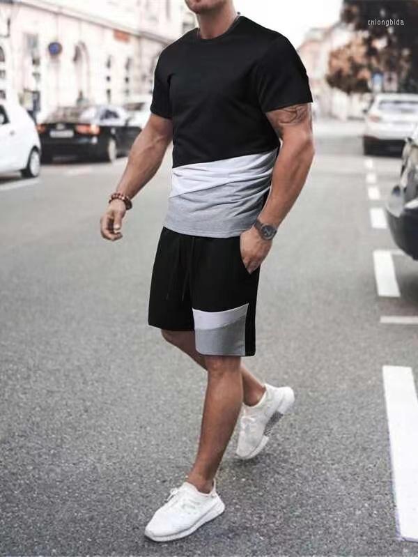 Men's Tracksuits Summer Men Sets Tee Suit Sweat Tshirts For Man Sportswear Shorts Casual T-Shirt 2Piece Male Set