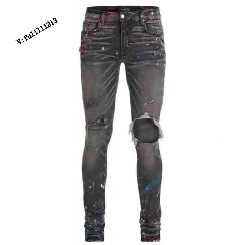 Designer Clothing Luxury Casual Fashion Denim Pants Trendy Amiiri Street New Grey Slim Fit Knee Hole Splatted Ink High Street Distressed Stretch Jeans, Dark gray
Designer Clothing Luxury Casual Fashion Denim Pants Trendy Amiiri Street New Grey Slim Fit Knee Hole Splatted Ink High Street Distressed Stretch Jeans, Dark gray