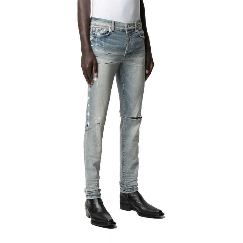 Designer Clothing Luxury Casual Fashion Denim Pants Amiiri High Street 21ss Cashew Flower Unilateral Perforated Slim Fit Fashion Men's Jeans Trend, Light blue
Designer Clothing Luxury Casual Fashion Denim Pants Amiiri High Street 21ss Cashew Flower Unilateral Perforated Slim Fit Fashion Men's Jeans Trend, Light blue