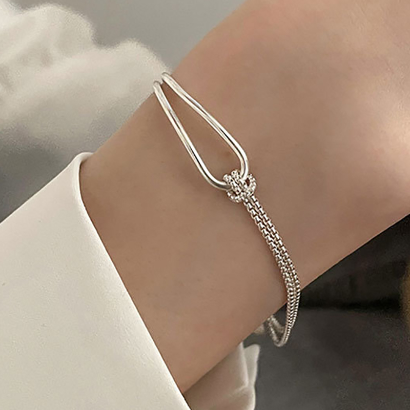 Charm Bracelets ANRY Minimalist Stamp Chain Bracelet Party Jewelry Fashion Simple Geometric Handmade Holiday Beach Accessories Gifts 230424