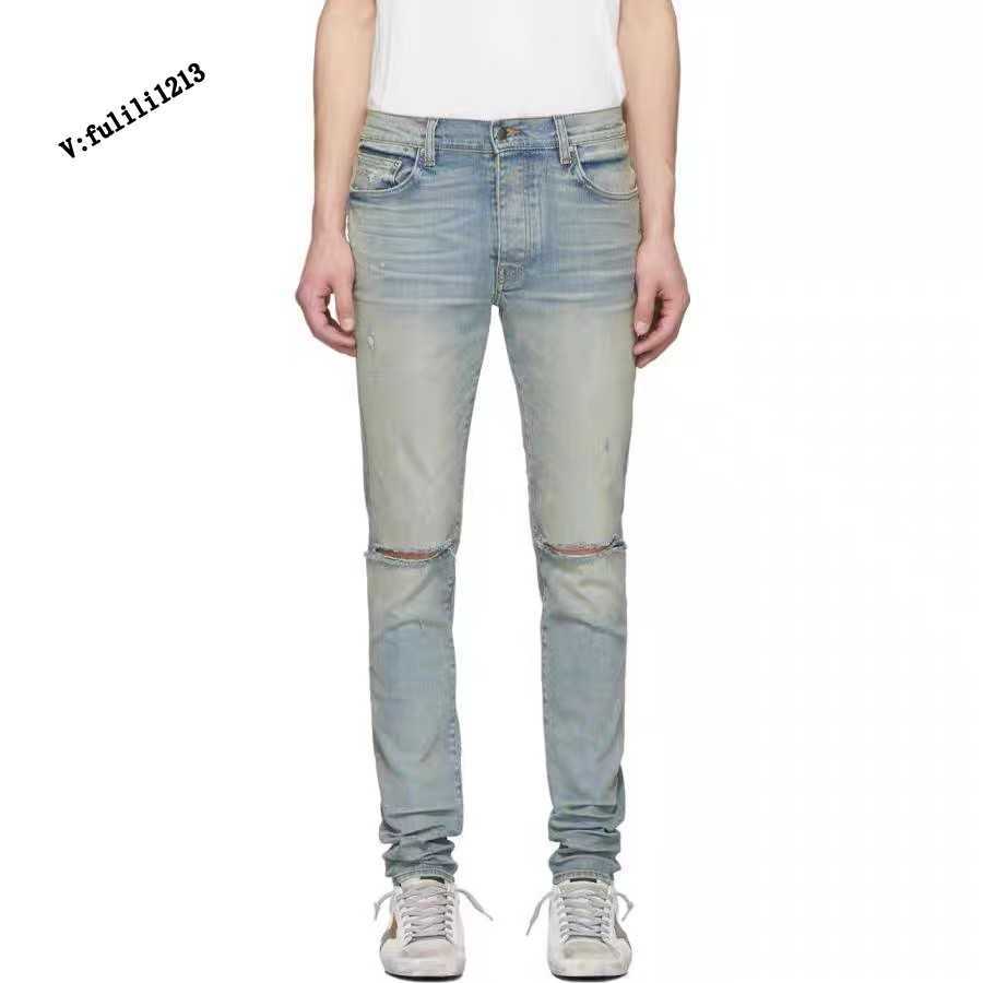 Designer Clothing Luxury Casual Fashion Denim Pants Amiiri 2022ss Blue Double Knee Knife Cut Holes Slim Fit Jeans Men's Spring summer Fashion Brand
Designer Clothing Luxury Casual Fashion Denim Pants Amiiri 2022ss Blue Double Knee Knife Cut Holes Slim Fit Jeans Men's Spring summer Fashion Brand