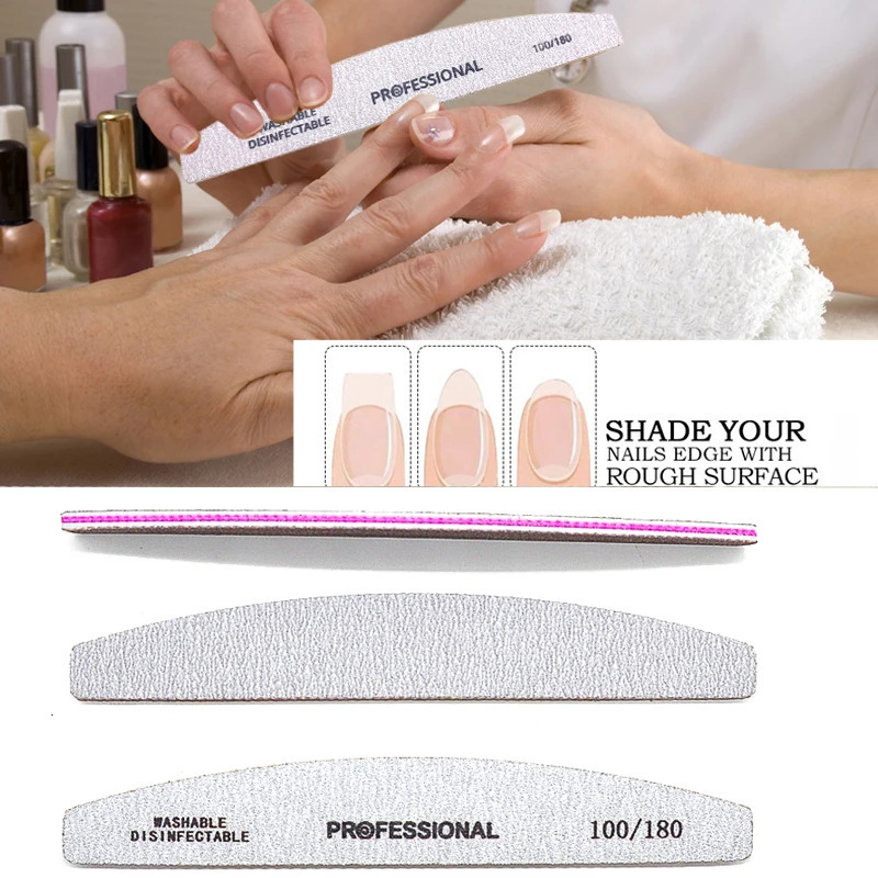 Nail Files 510 PcsLot Professional Nail Files For Manicure 80 100 180 Grey Boat Nail Polish File Emery Board Strong Sandpaper Nails File 231123