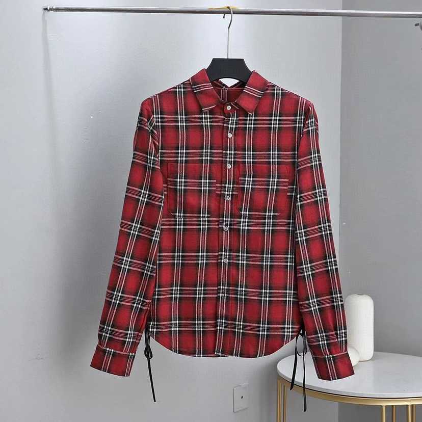 Designer Clothing Men' Casual Shirts Amiiri Plaid Cowhide Ribbon Drawstring High Street Shirt Long Sleeve Men' Women' Thin Mesh Red Shirt Luxury fashion Streetwear, Shipping fee
Designer Clothing Men' Casual Shirts Amiiri Plaid Cowhide Ribbon Drawstring High Street Shirt Long Sleeve Men' Women' Thin Mesh Red Shirt Luxury fashion Streetwear, Shipping fee