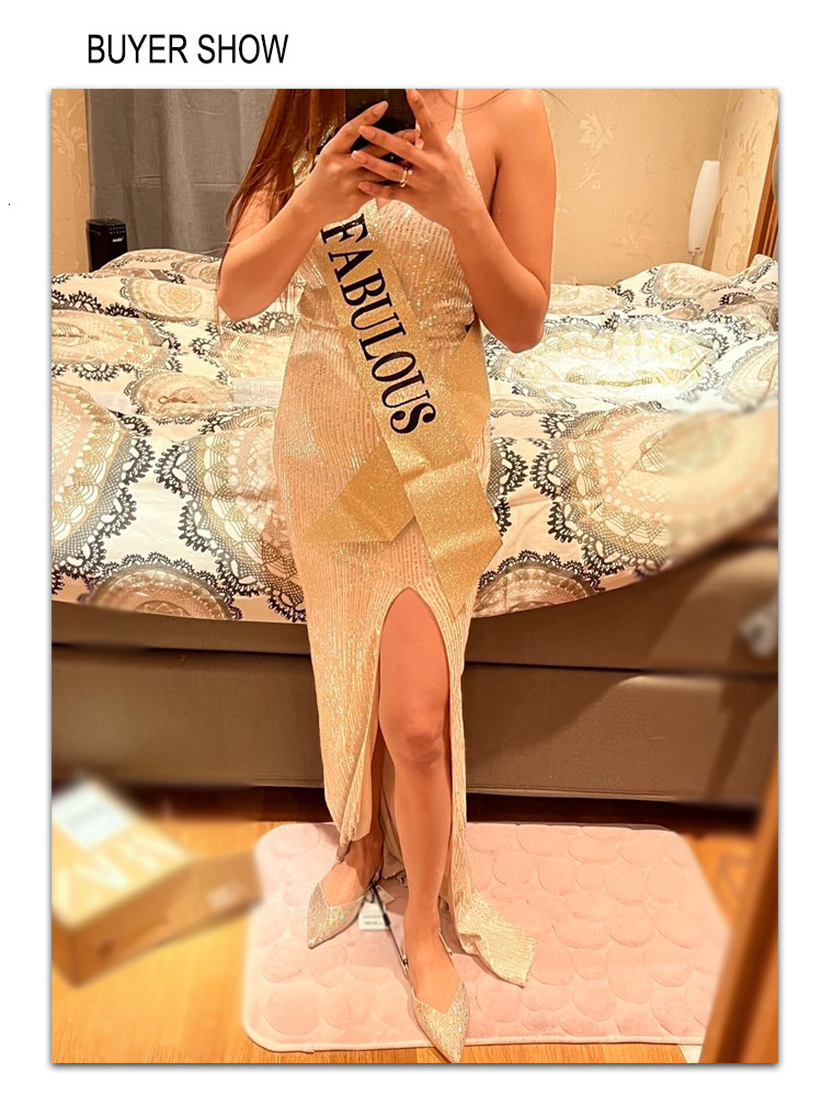 Party Dresses Sexy V Neck Lace Up Sequined Cocktail Dress Backless Split Leg Sleeveless Summer Long Evening Wedding Gown 230422Z