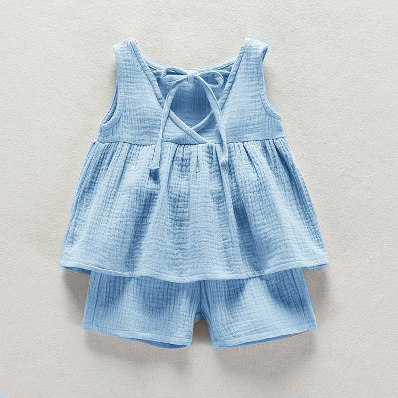 Girl's Dresses Baby Girls Outfits Clothes Summer Cotton Sleeveless Vest Dress Shorts Shirt Suits Fashion Top+Trousers Sets 2pcs 0-4T M R230816