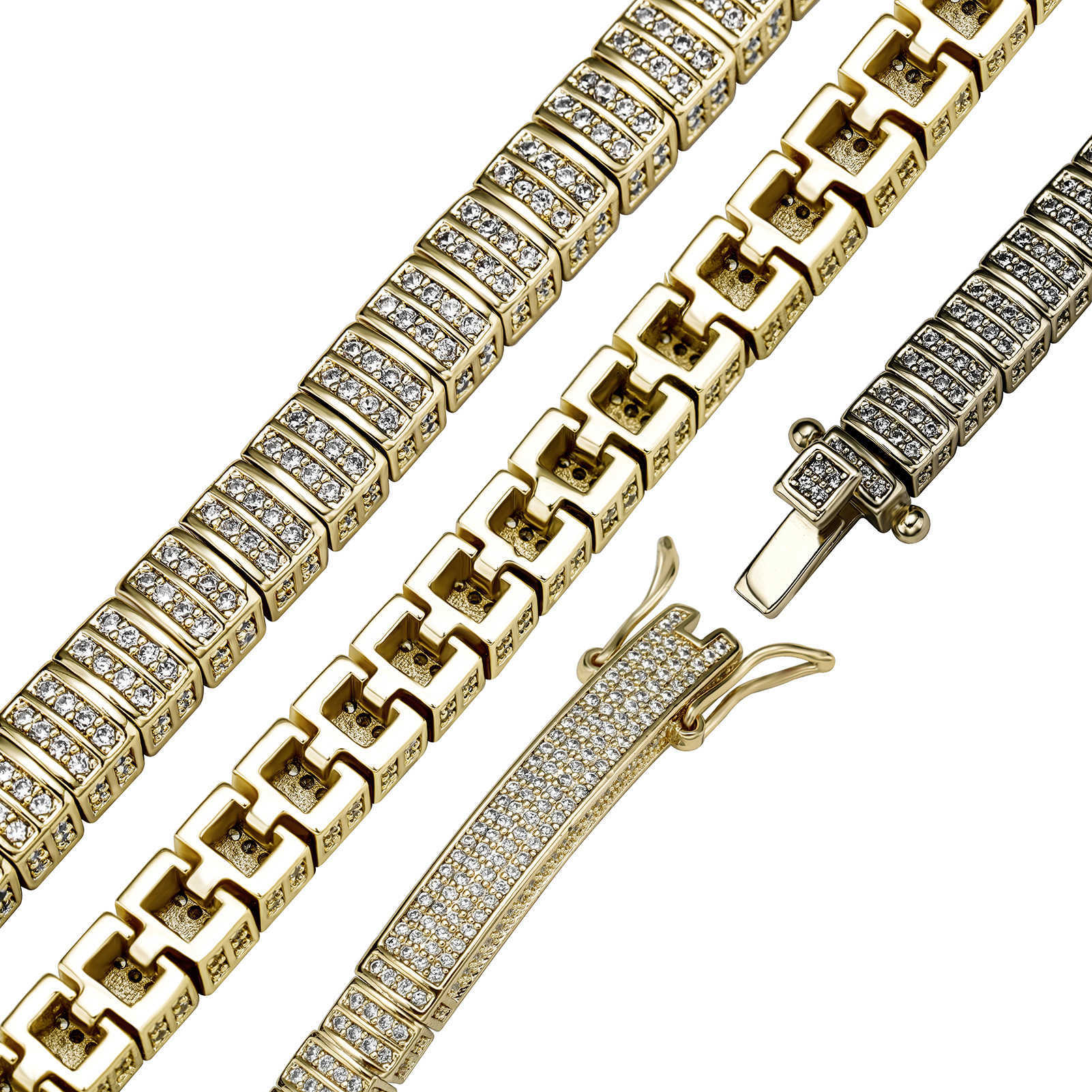 6mm Long Buckle Head Mens Tennis Bangle Bracelet Densely Inlaid Zircon Hip-hop Iced Out Wriband Bracelets Wrist Jewelry Gifts For Mey Guys Miami Rappe