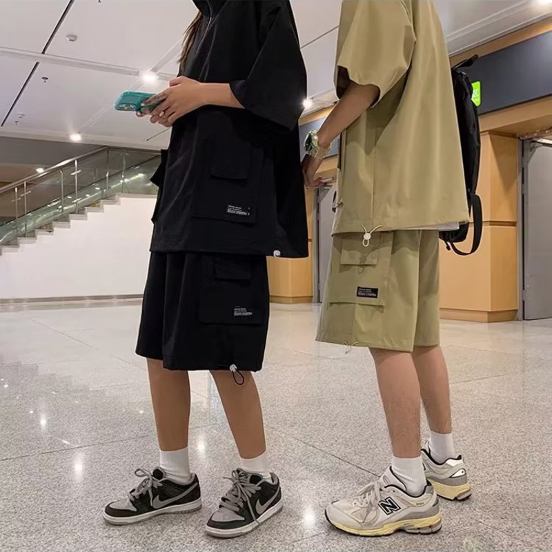 Men's Tracksuits Commodity pants short men's summer solid color loose fitting T-shirt and shorts 2-piece set of Japanese style outdoor casua
