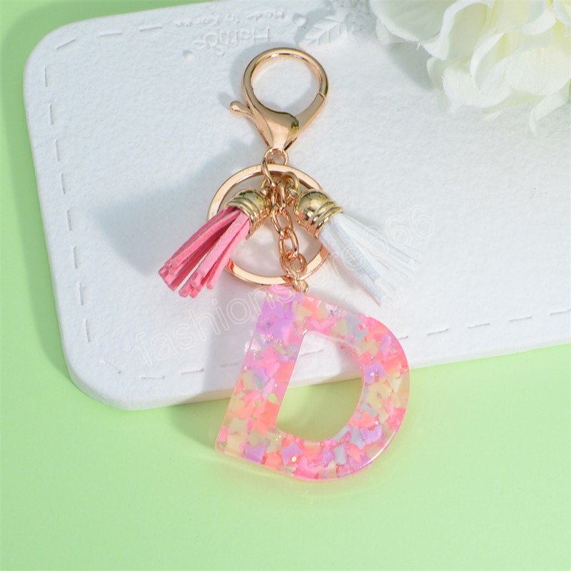 Fashion 26 Initial Alphabet Key Chain Green Butterfly Tassel Key Ring Star Love Keychain Women Bag Pendant Car Key Holder