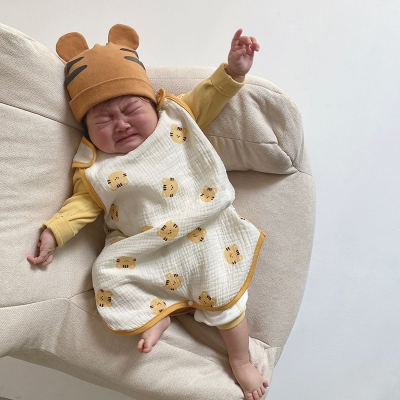 Sleeping Bags MILANCEL Baby Bag Sleeveless Vest born Child Anti kick Quilt Summer Thin Double layer Cotton Yarn 230422