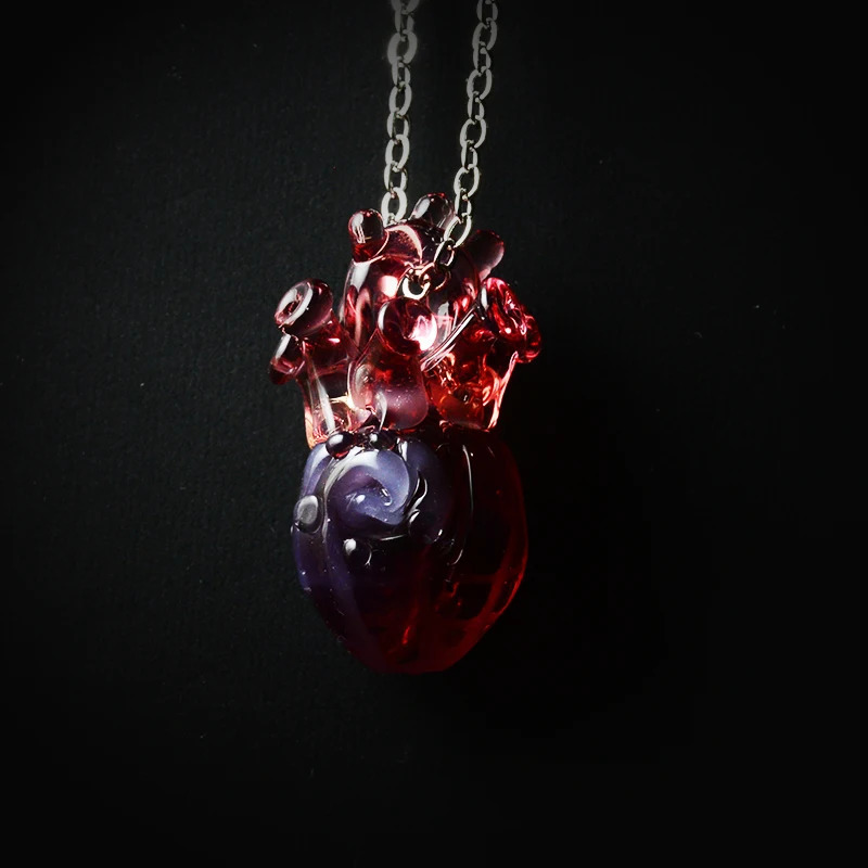 Chokers BOEYCJR Heart of Ice Necklace Glass Bead Handmade Fashion Jewelry Silver Color Chain Heart Shape Necklace for Womem or Men 231124