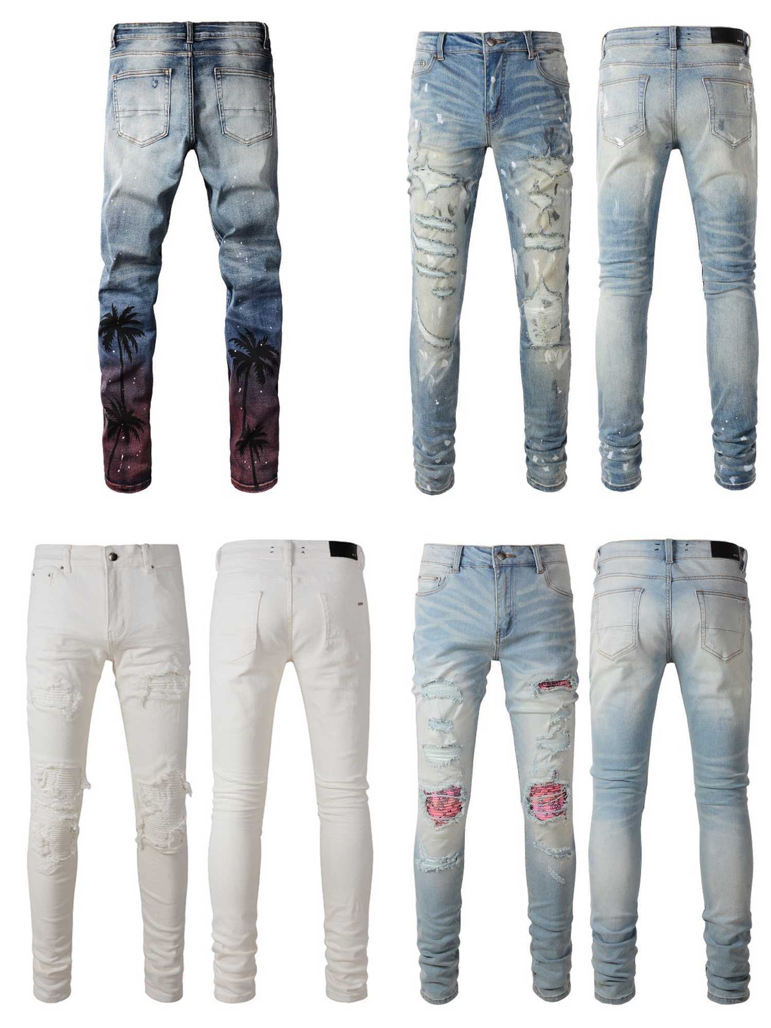 Designer Clothing Denim Pants Amiiri Coconut Tree Splashing Ink Splashing Patch White Patch Pink Colored Cashew Flower Distressed Ripped Skinny Pants
Designer Clothing Denim Pants Amiiri Coconut Tree Splashing Ink Splashing Patch White Patch Pink Colored Cashew Flower Distressed Ripped Skinny Pants