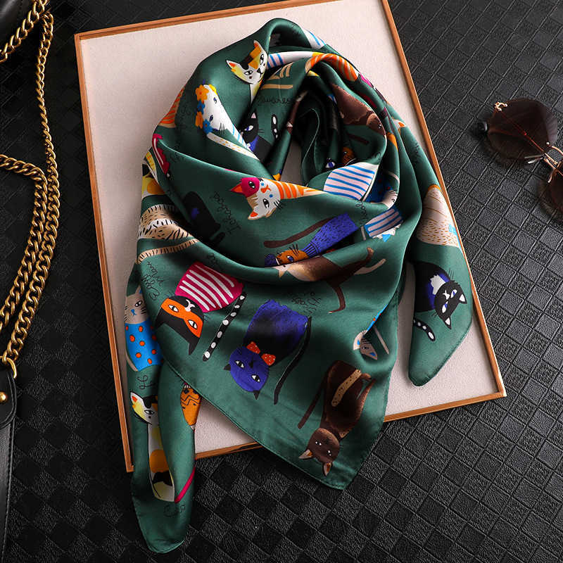 2020 Summer Cartoon Cat Print Women's Faux Silk Square Scarf Beach Shawl Hair Wrap Muslim Hijab Headscarf Luxury Designers
2020 Summer Cartoon Cat Print Women's Faux Silk Square Scarf Beach Shawl Hair Wrap Muslim Hijab Headscarf Luxury Designers