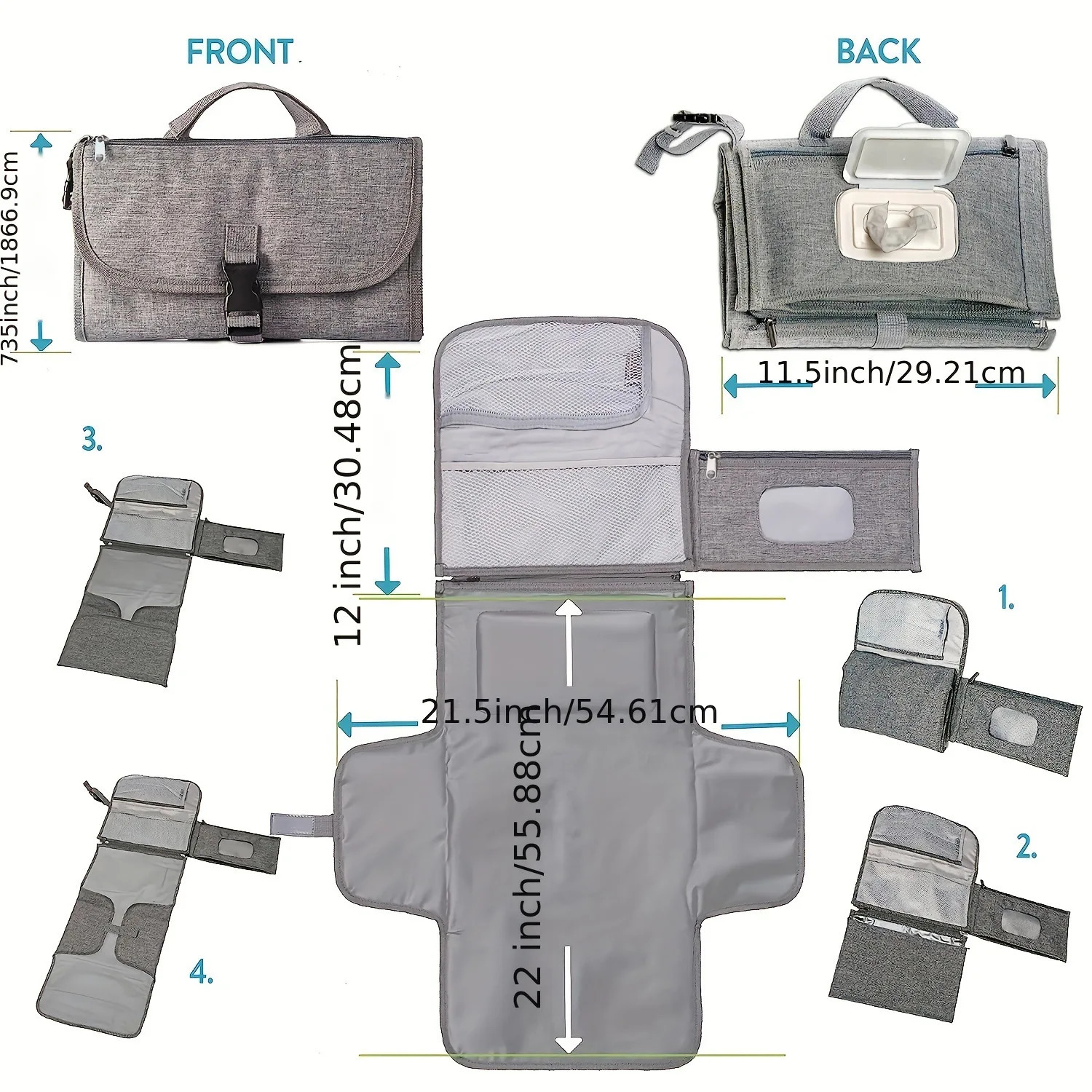 Diaper Bags Portable Changing Pad For born Baby with Smart Wipes Pocket Waterproof Travel Kit 231124