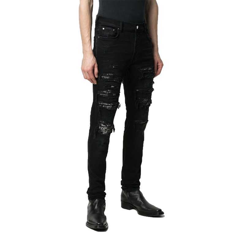 Designer Clothing Luxury Casual Fashion Denim Pants Amiiri Trendy Brand Cashew Flower Hole Slim Fit Small Feet Pants High Street Jeans Men's Pants, Black
Designer Clothing Luxury Casual Fashion Denim Pants Amiiri Trendy Brand Cashew Flower Hole Slim Fit Small Feet Pants High Street Jeans Men's Pants, Black