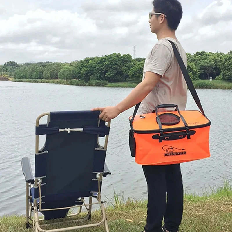 Fishing Accessories Mikanuo Fishing Bucket Folding Thickening Living Fish Bucket Portable EVA Water Tank Outdoor Fishing Tackle Live Fish Box 231123