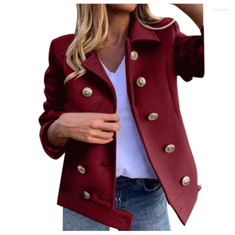 Two Piece Dress Womens Wool Swing Coat Women Casual Solid Spliced Double Button Long Sleeve Cardigan Pocket Jacket Loose CoatTwo