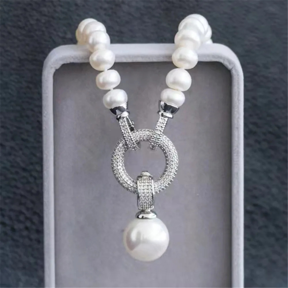 Beaded Necklaces YKNRBPH Nwest Real Freshwater Pearl Necklace For Women Elegant Micro-inlaid Zircon Detached Sweater Chain Fine Jewelry Gift 231124