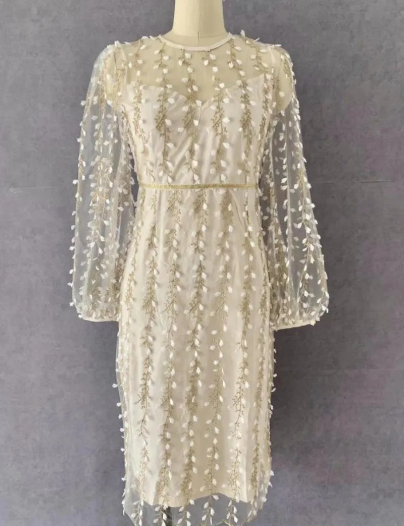 Urban Sexy Dresses Elegant Ladies Dress For Women Party Embroidered Sheer Mesh Long Sleeve Square Neck Slim Maxi Dress Traf Vestidos Woman Clothing 23