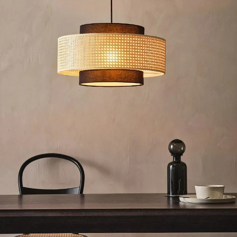 Novelty Items Modern Handmade Woven Rattan Chandeliers Living Room Restaurant Kitchen Tea Led Pendant Lamp Bamboo Decor Lighting Fixtures 231123