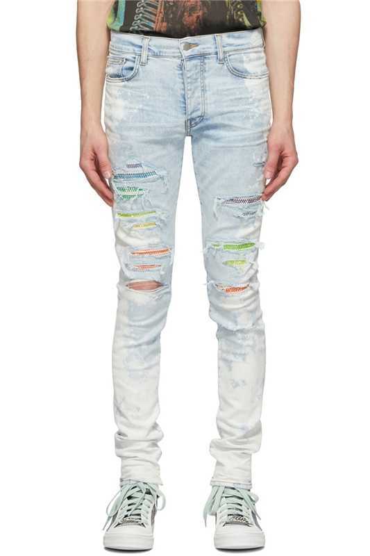 Designer Clothing Luxury Casual Fashion Denim Pants Amiiri's New Blue Rainbow Rhinestone Speckler Damaged Blue Slim Fit Fashion Small Feet Slp Men's Jeans Trend, Milky white
Designer Clothing Luxury Casual Fashion Denim Pants Amiiri's New Blue Rainbow Rhinestone Speckler Damaged Blue Slim Fit Fashion Small Feet Slp Men's Jeans Trend, Milky white