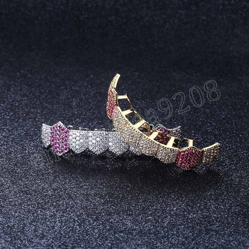 Hip Hop Iced Out Grillz Teeth Gold Silver Color Grills Tooth Jewelry For Men Women Bottom Caps Goth Fashion Jewelry