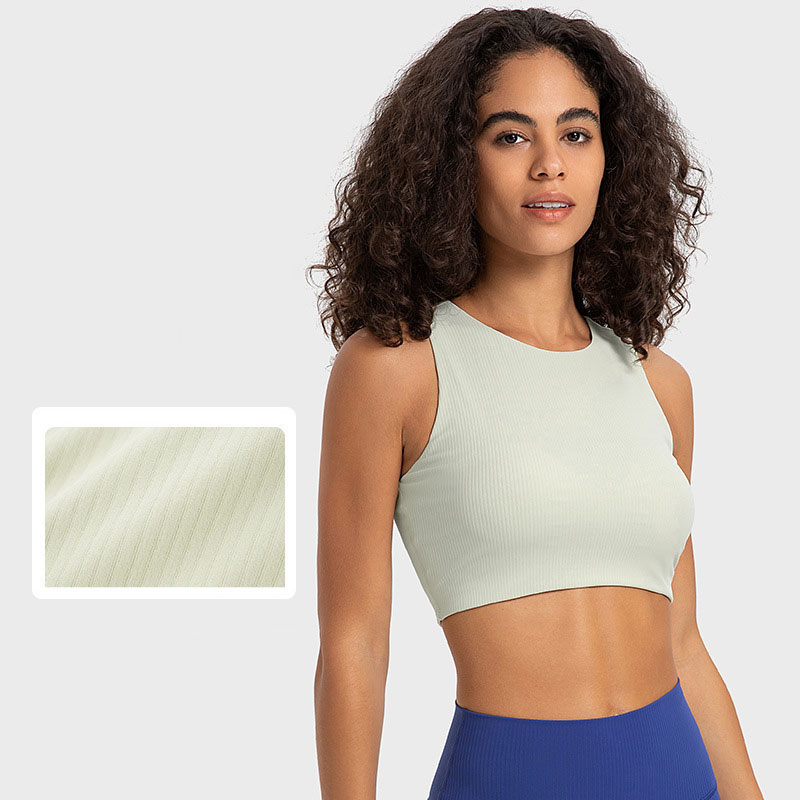 L-368 SPR Ribbed Bra Yoga Bras High Neck Tank Top Removable Cups Sports Bras Fashion Crewneck Lingerie Sexy Rib Brassiere, Aquamarine 
L-368 SPR Ribbed Bra Yoga Bras High Neck Tank Top Removable Cups Sports Bras Fashion Crewneck Lingerie Sexy Rib Brassiere, Aquamarine
