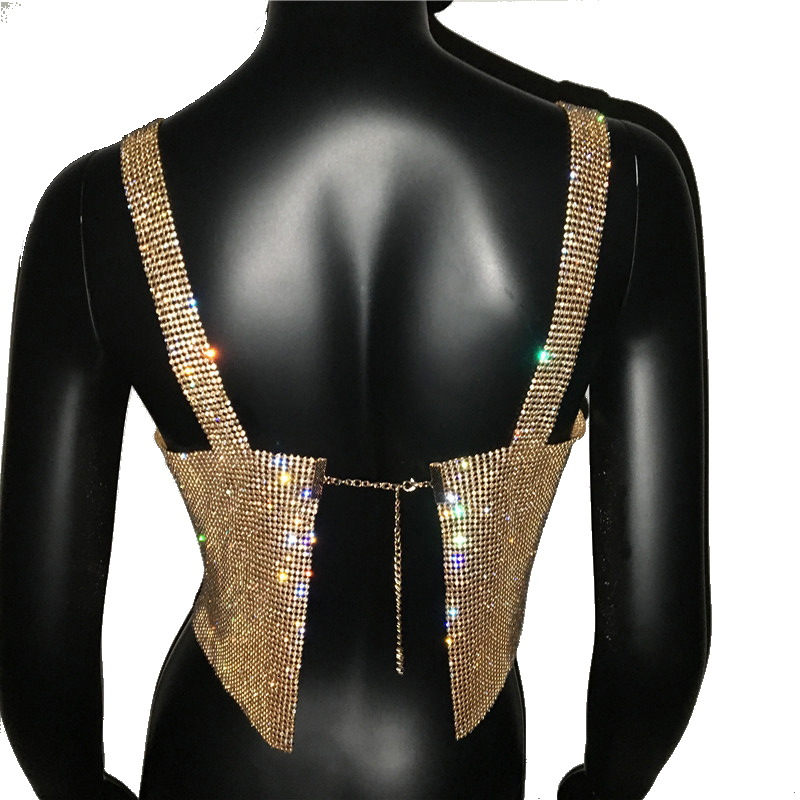 Women's Tanks Camis Bling s Party Crop Top Fashion Solid Backless Straps Full Diamonds Sequins Cami Cropped for Women 230422Z