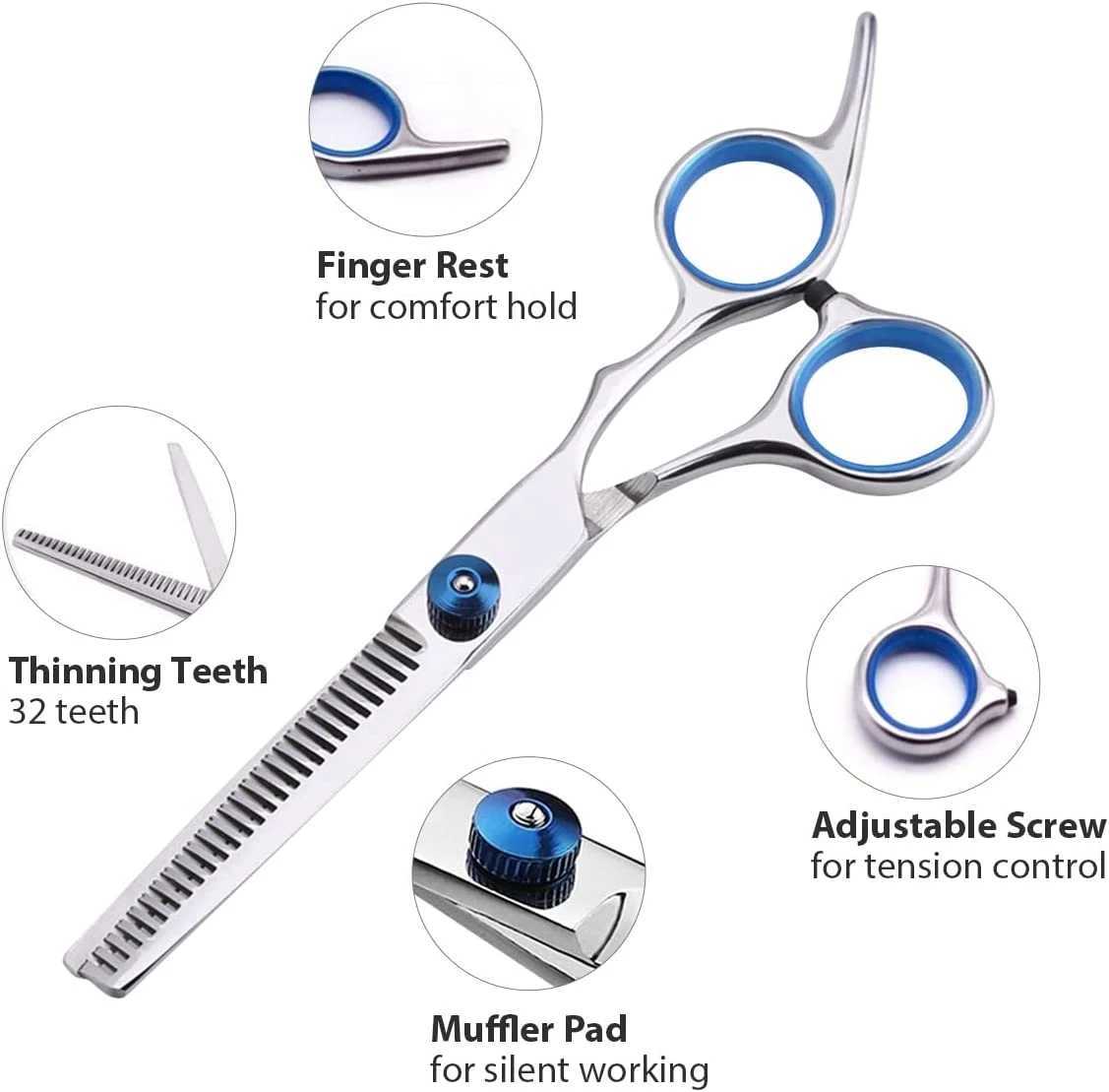 New 5pcs/Set Stainless Steel Pet Grooming Suit Hairdresser Scissors For Dogs Professional Animal Barber Cutting Tools