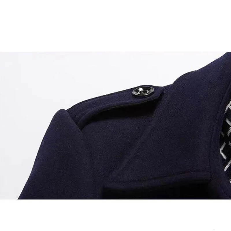 Men's Wool Blends Winter Men Wool Coats Fashion Middle Long Scarf Collar Cotton-Padded Thick Warm Woolen Coat Male Trench Coat Overcoat M-5Xl 231