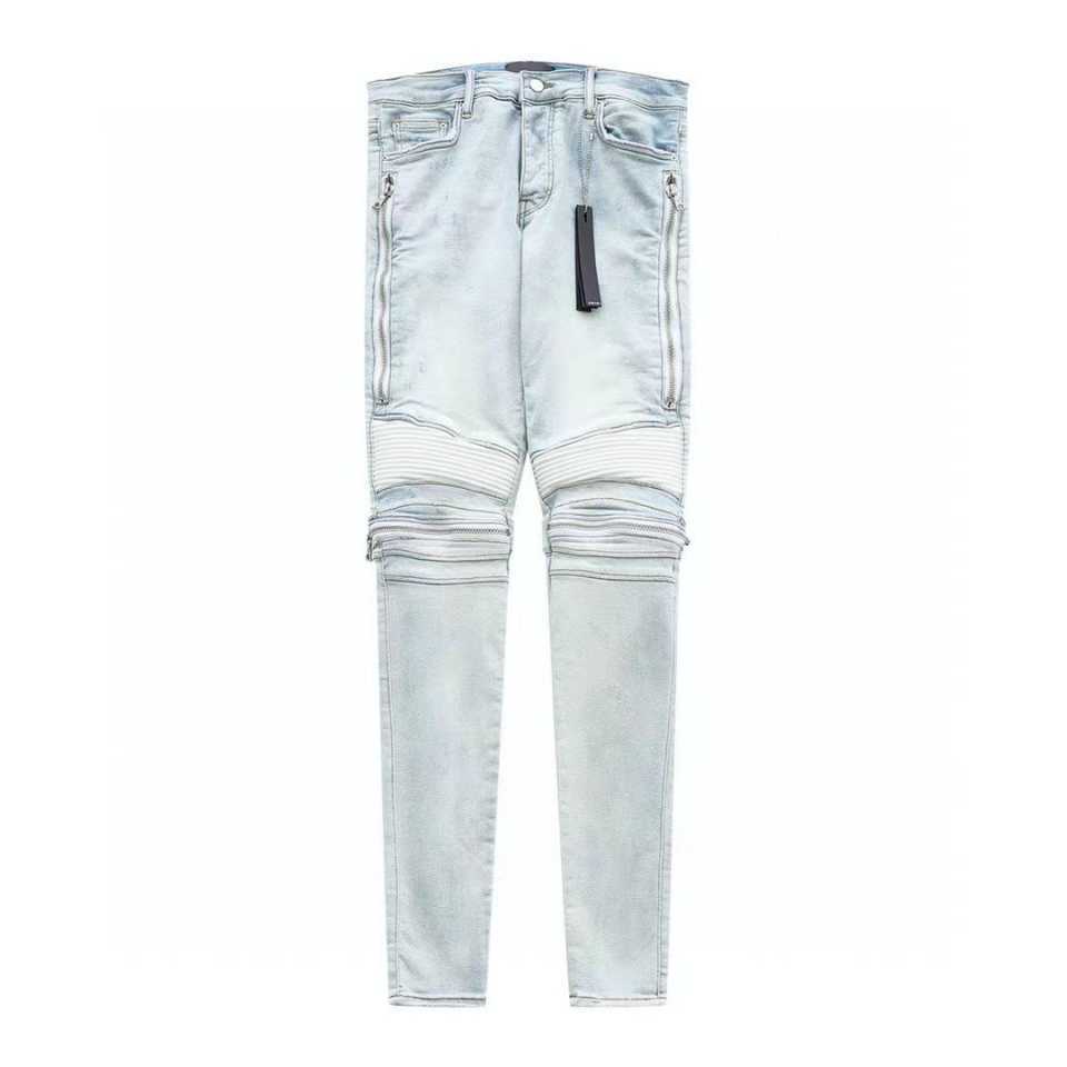 Designer Clothing Denim Pants Amiiri Mx2 Light Blue Knee Panel Leather Zipper Motorcycle High Street Style Jeans Distressed Ripped Skinny Motocycle Biker
Designer Clothing Denim Pants Amiiri Mx2 Light Blue Knee Panel Leather Zipper Motorcycle High Street Style Jeans Distressed Ripped Skinny Motocycle Biker