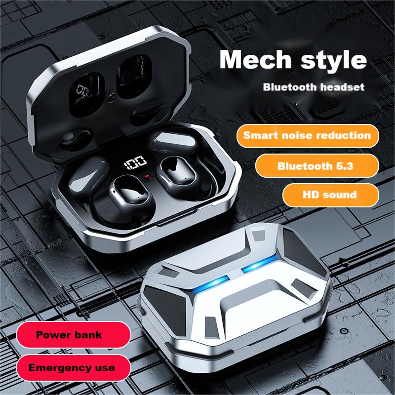 Ear-Hook Wireless sport headphone Earbud Built-in Microphone TWS Bluetooth headphone JR06 Wireless Earphone LED display high Quality Headphone Noise r