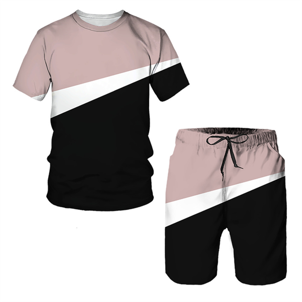 Men's Tracksuits Fashion Short Summer Casual O-Neck Short Sleeve T-shirt Set Unisex Outdoor Sports Top 2-Piece Set 230424